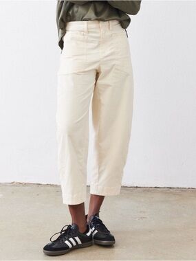 Ruti The Slouchy Soft Twill Pants Ecru Size 6 barrel pant crop